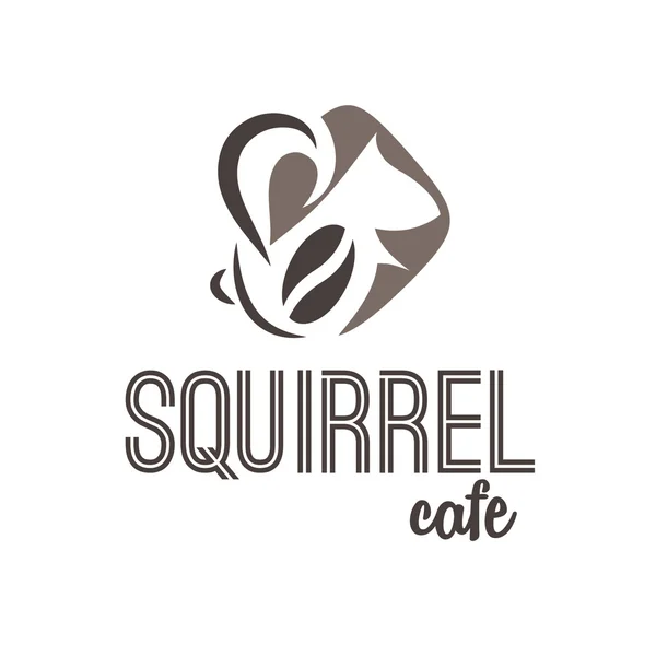Illustrazione astratta icona di scoiattolo e caffè — Vettoriale Stock