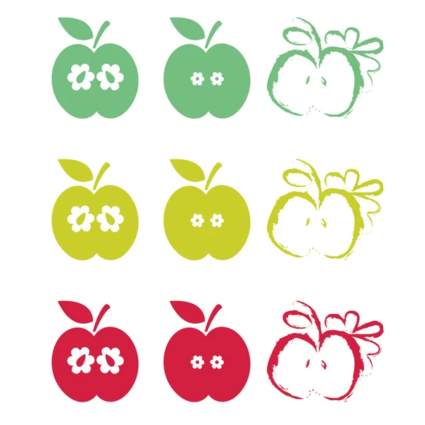 Ilustracja komplet pół jabłka — Wektor stockowy