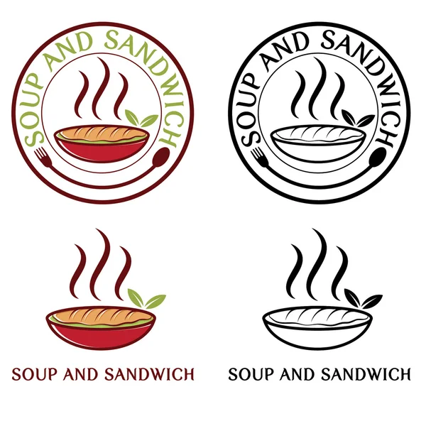 Conjunto de etiquetas de sopa y sándwich — Vector de stock
