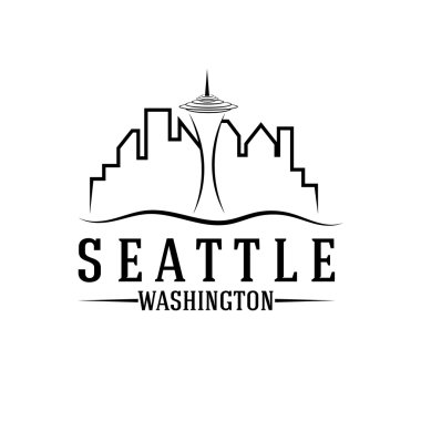 Seattle skyline vektör tasarım şablonu