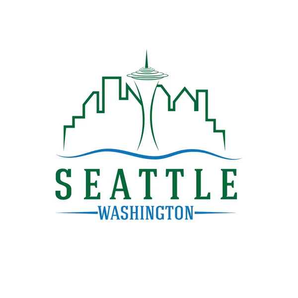 Seattle skyline vektor design vorlage — Stockvektor