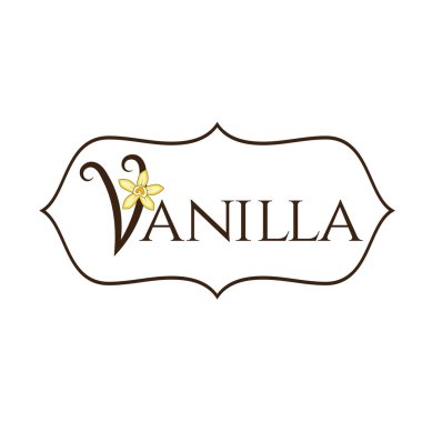 Illustration vanilla flower with text .Vector clipart