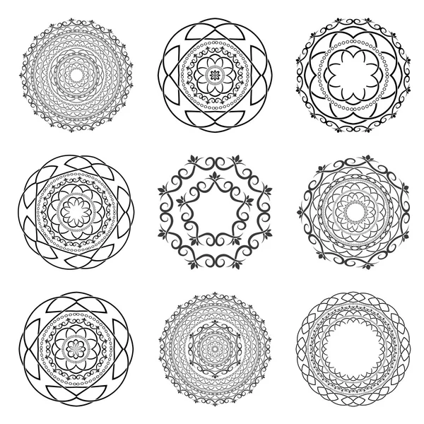 Mandala's instellen ronde ornament.vector — Stockvector