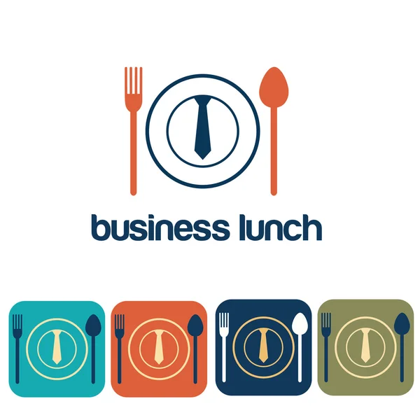 Almuerzo de negocios y el icono conjunto de diseño plano — Vector de stock