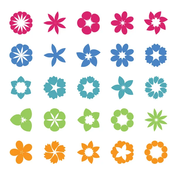 Ensemble de fleurs d'icônes plates. — Image vectorielle