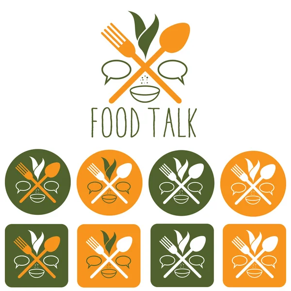 Illustration et jeu d'icônes food talk — Image vectorielle