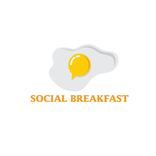 Sociale ontbijt met gebakken eieren vector ontwerpsjabloon — Stockvector