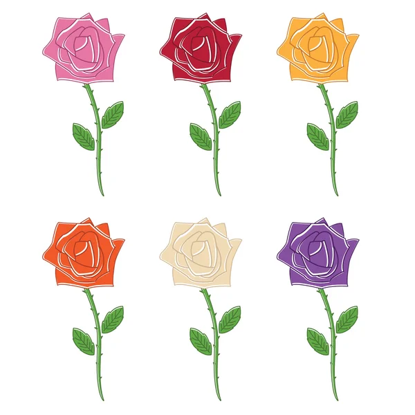 美丽的颜色花的插图集。矢量 — 图库矢量图片