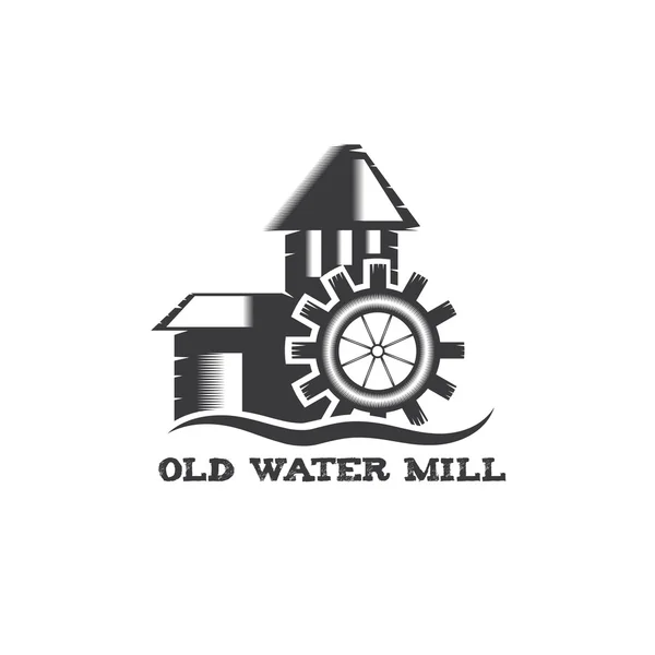 Old water mill vintage illustration — Stock Vector