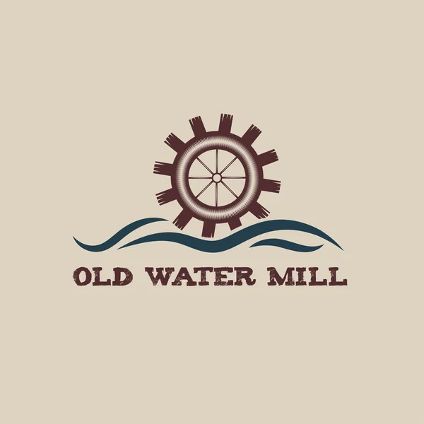 Alte Wassermühle Jahrgangsabbildung — Stockvektor