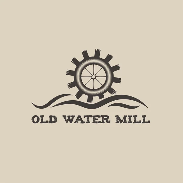 Old water mill vintage illustration — Stock Vector