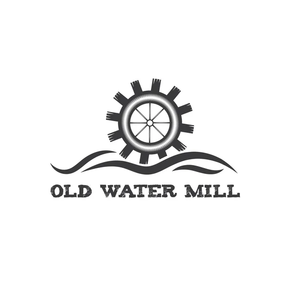 Old water mill vintage illustration — Stock Vector