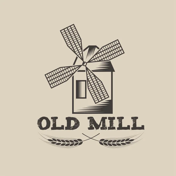 Old mill vector design template — Stock Vector