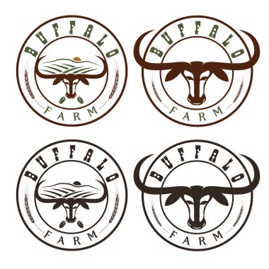 Buffalo vintage etiketleri kümesi çiftlik