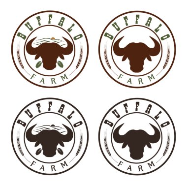 Buffalo vintage etiketleri kümesi çiftlik