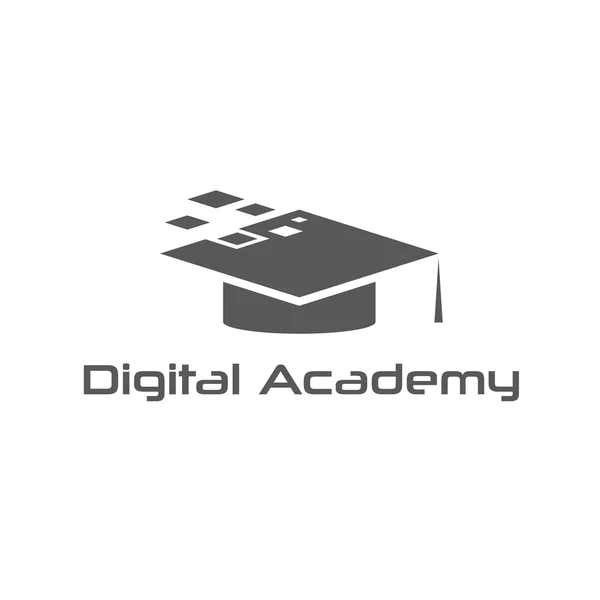 Avläggande av examen cap av digital academy vector formgivningsmall — Stock vektor