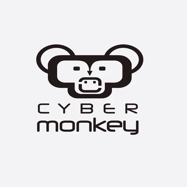 Cyber monkey computer shop vector design template — Stock Vector