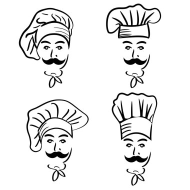 Illustration set of chef in hat. Vector vector