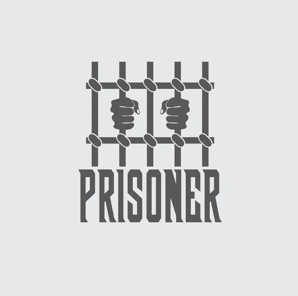 Prisoner hands behind bars vector design template — Stock Vector