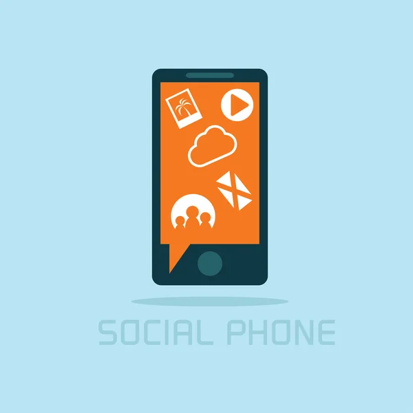 Social phone concept flat design — Stock Vector