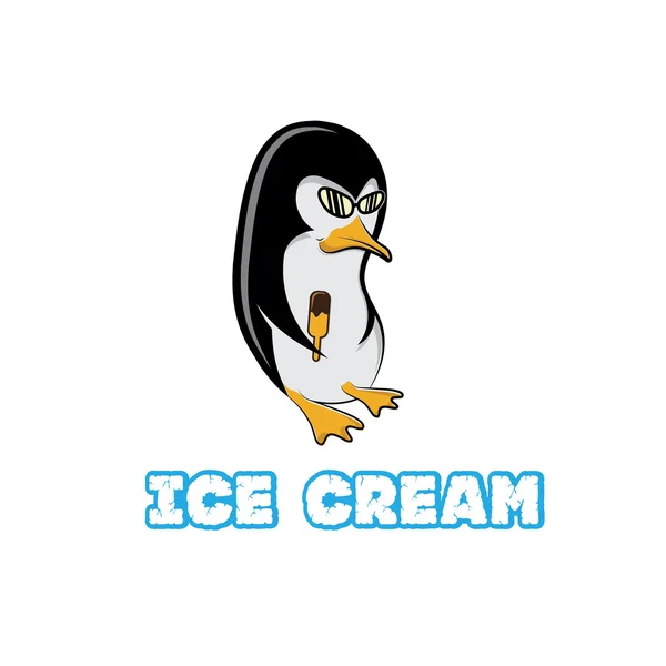 Pinguïn in sunglass bedrijf ijs — Stockvector