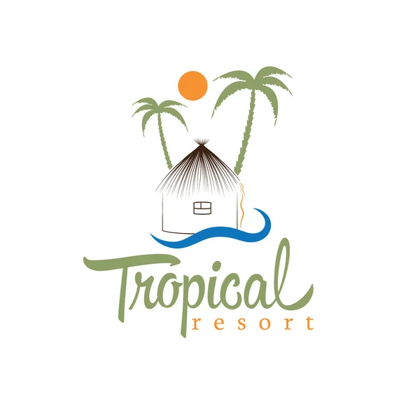 Шаблон векторного дизайна тропического курорта — стоковый вектор