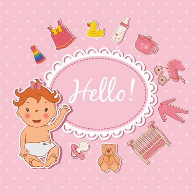 Illustration of cute baby girl. Vector clipart