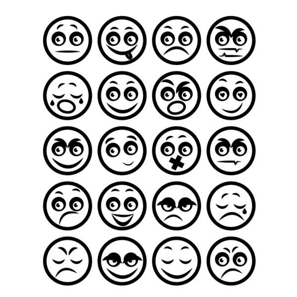 Conjunto de ilustrações de ícones rostos sorridentes. Vetor — Vetor de Stock