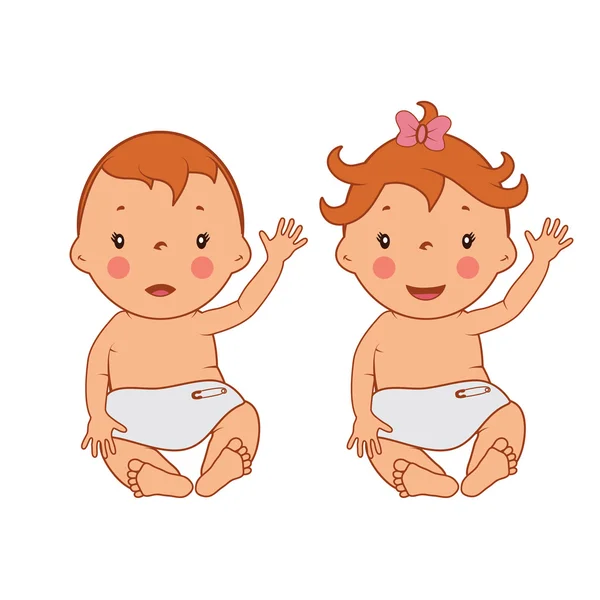 Illustration of funny smiling little babies .Vector — Stock Vector