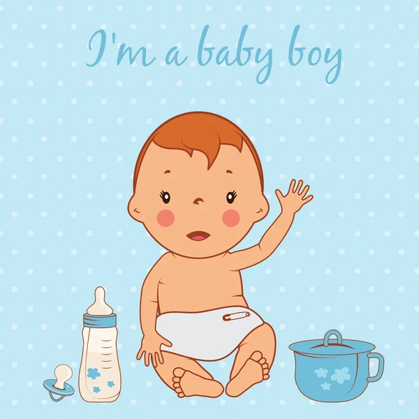 Illustratie van schattige babyjongen. Vector — Stockvector