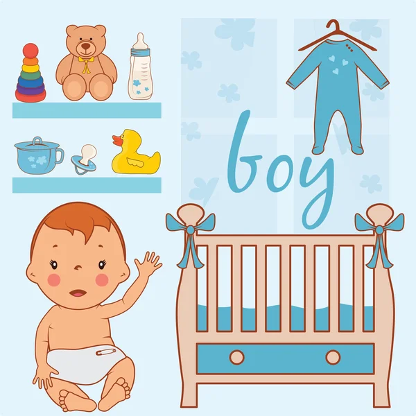 Illustratie van kamer babyjongen. Vector — Stockvector