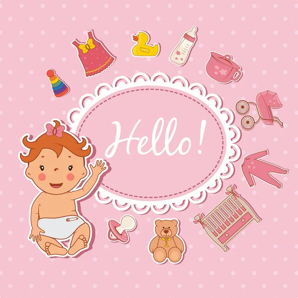 Illustratie van schattige babymeisje. Vector — Stockvector