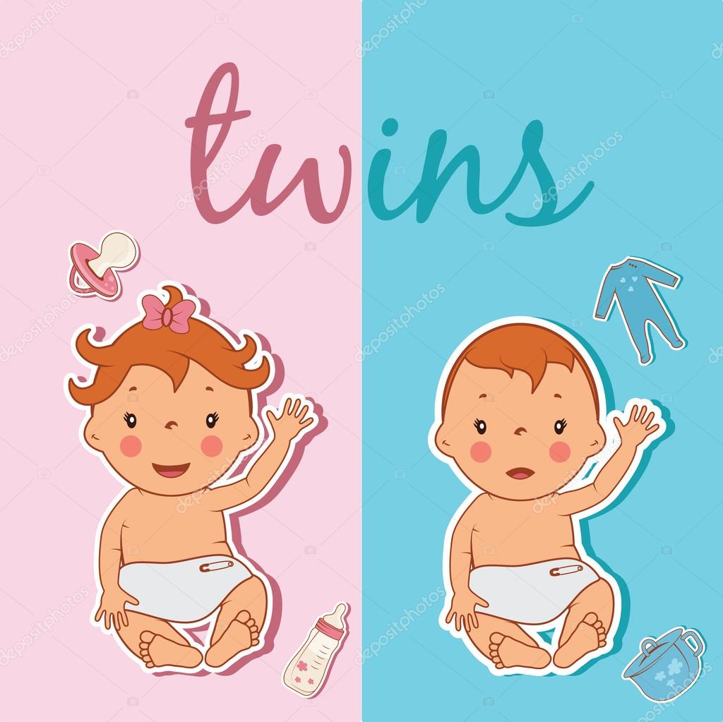 かわいい双子のイラスト。ベクトル — ストックベクター © uvaconcept