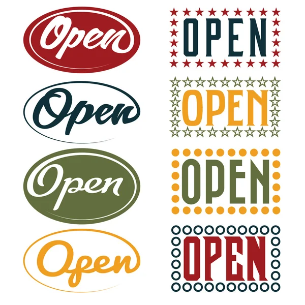 Open Sign collezione retro — Vettoriale Stock