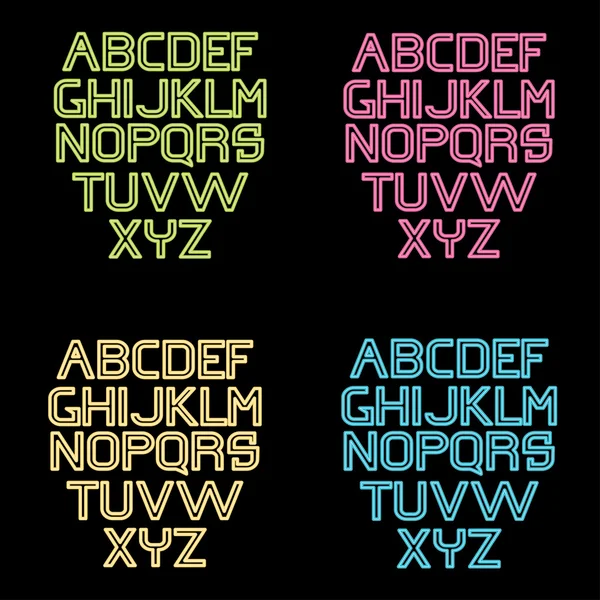 Alfabeto al neon set — Vettoriale Stock