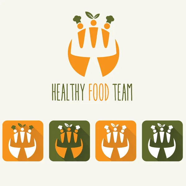 Ilustración del equipo de alimentos saludables e iconos web — Vector de stock