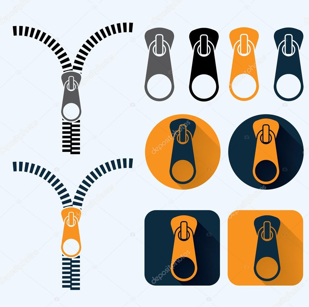 Zipper illustration and icons set flat design Stock Vector Image by ...