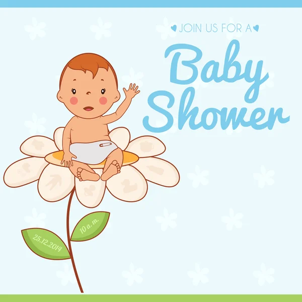 Kartu undangan ilustrasi di baby shower. Vektor - Stok Vektor