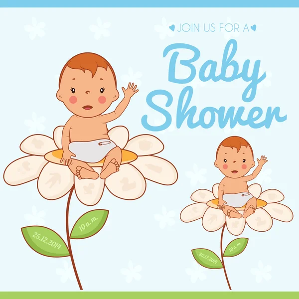 Kartu undangan ilustrasi di baby shower. Vektor - Stok Vektor