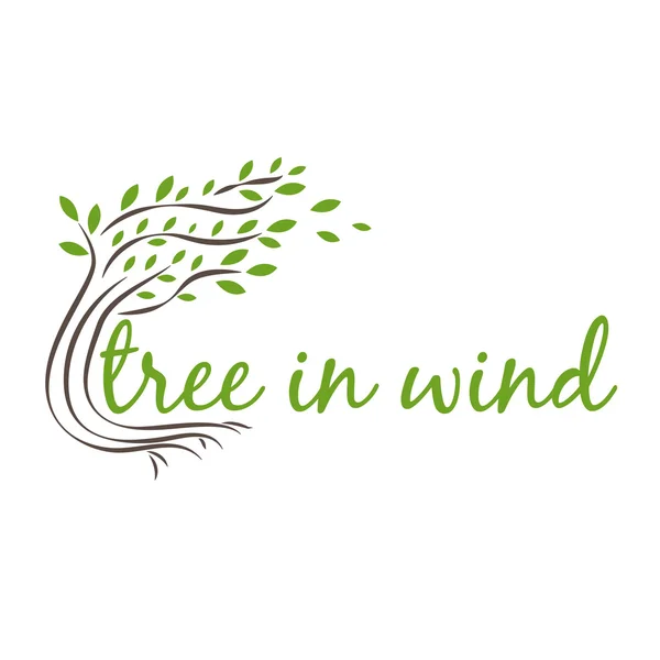 Ilustración de árbol en viento con texto. vector — Vector de stock