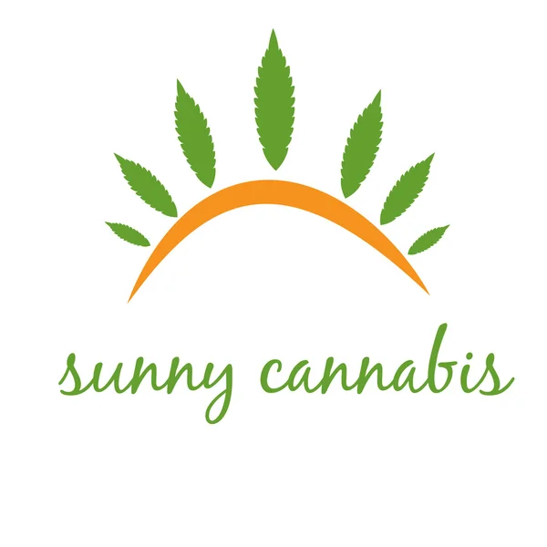 Illustration of concept icon cannabis with sun. Vector — Stock Vector