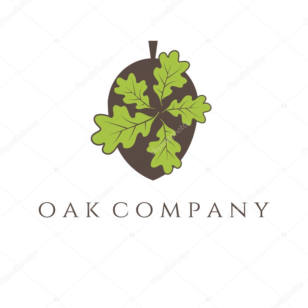 Illustration of oak tree icon. vector 