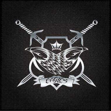 gümüş kartal metal arka plan taç ve kılıç kret