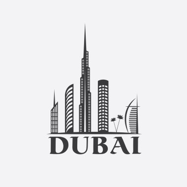 Dubai şehir manzarası vektör tasarım şablonu