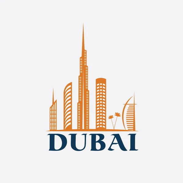 Dubai City Skyline plantilla de diseño de vectores Vector de stock