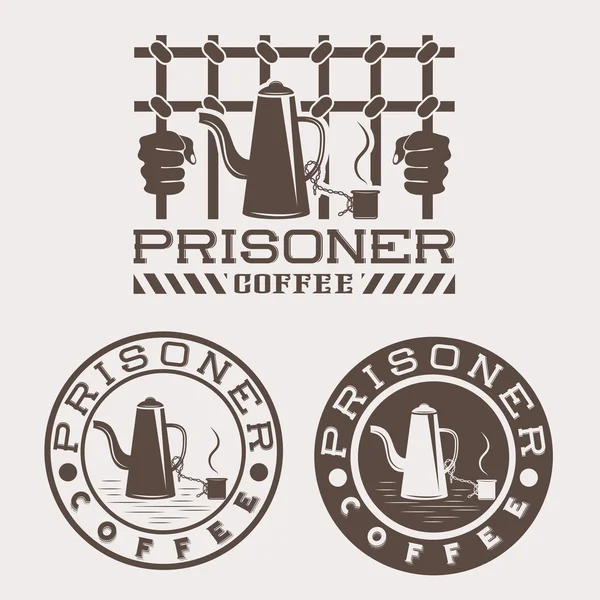 Prisoner coffee concept vector design template — Stock Vector