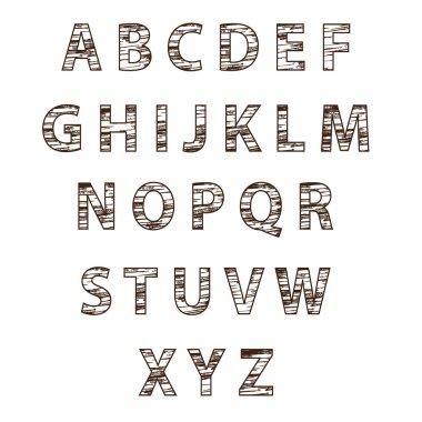 Dokulu ağaç yazı tipi. Vektör