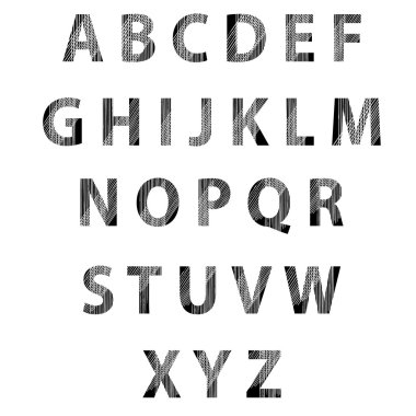 Kroki dokulu yazı tipi. Vektör