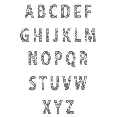 Kroki dokulu yazı tipi. Vektör