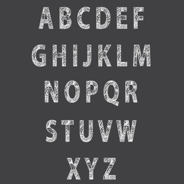 Kroki dokulu yazı tipi. Vektör